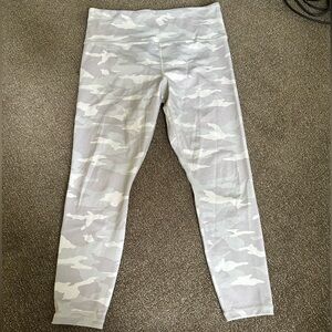 Athleta Cream and Gray Camo Leggings